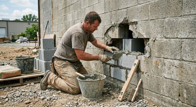 Cinder Block Wall Repair in Forsyth County, NC