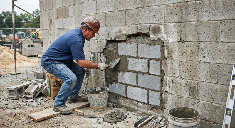 Cinder Block Wall Repair in Haw River, NC