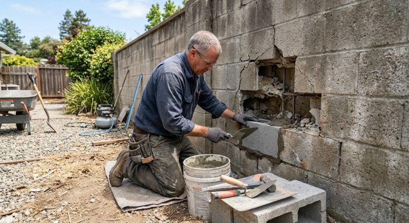 Cinder Block Wall Repair in High Point, NC