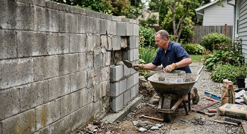 Cinder Block Wall Repair in Stokesdale, NC