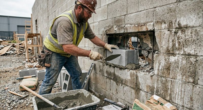 Concrete Block Wall Repair in Greensboro, NC